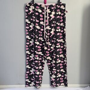 Sleep Club Chic Black and Pink Patterned Pajama Pants